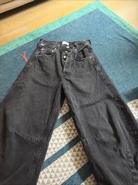 Citizens Of Humanity Black Wide-Leg Denim Pants